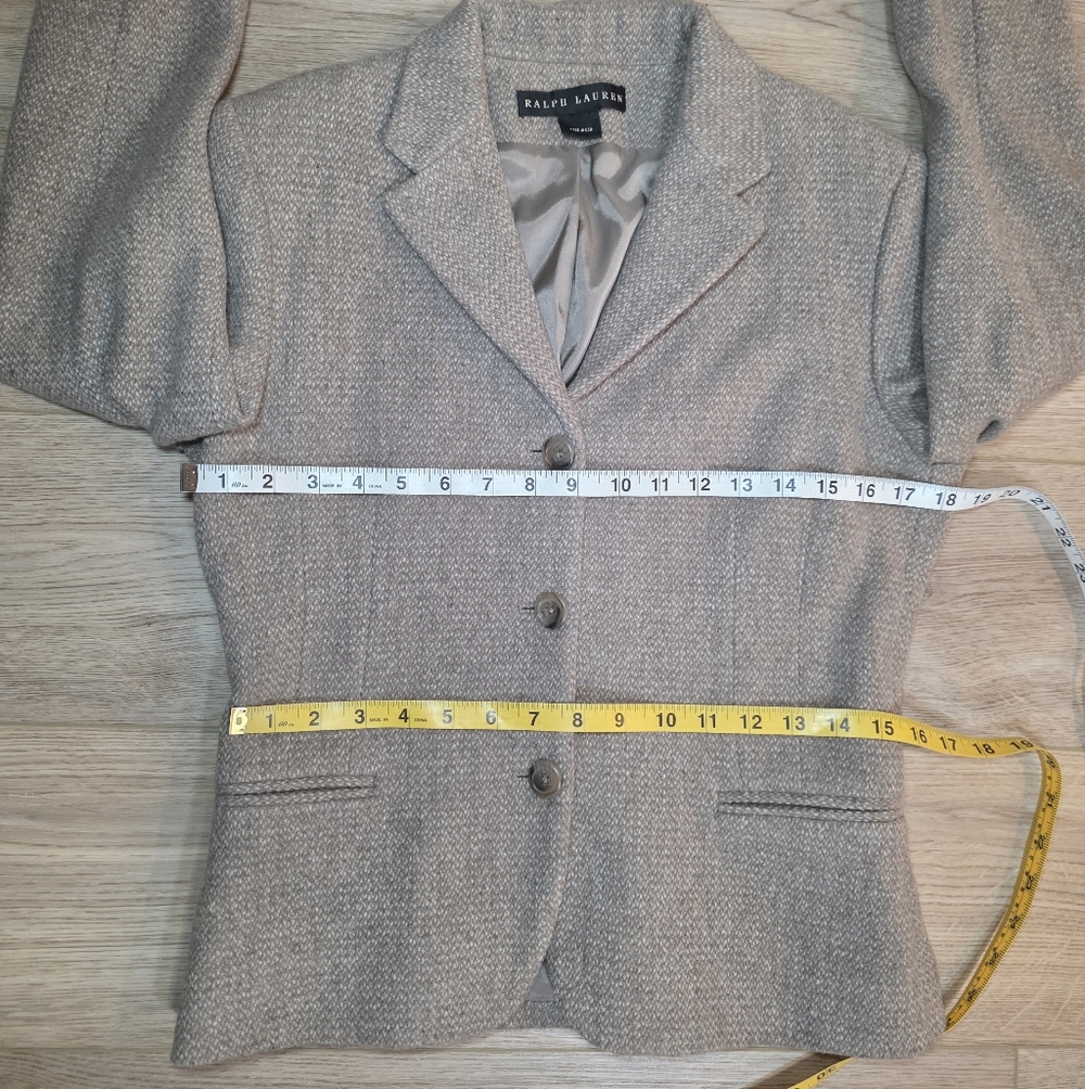 PRISTINE Ralph Lauren Black Label Beige Tan Wool Blend Blazer Size Small - Picture 6 of 10